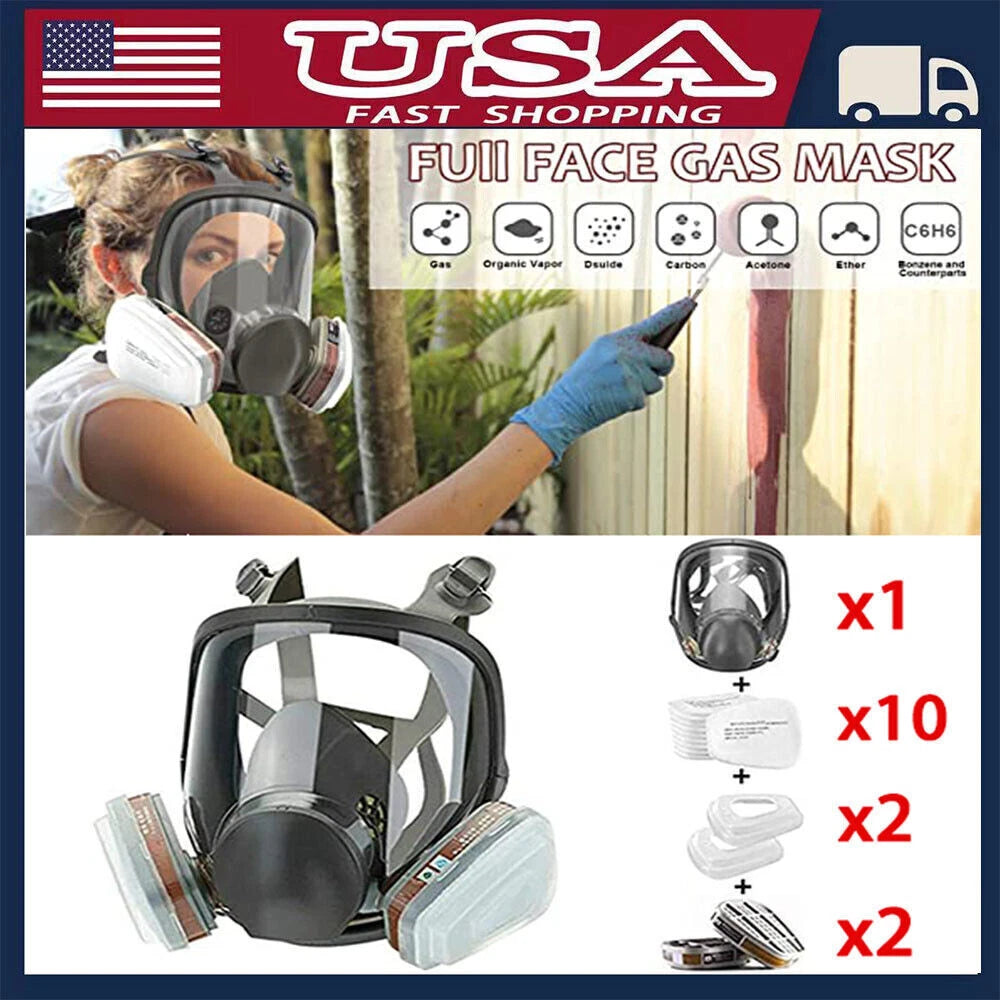 15 in 1 Full Face Gas Mask Reusable Respirator For Chemical Spray Painting 6800