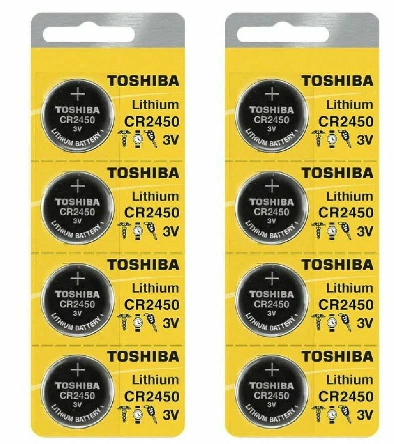 8 x New Toshiba CR2450 2450 3 Volt Lithium Coin Battery Fresh Stock Expire 2031