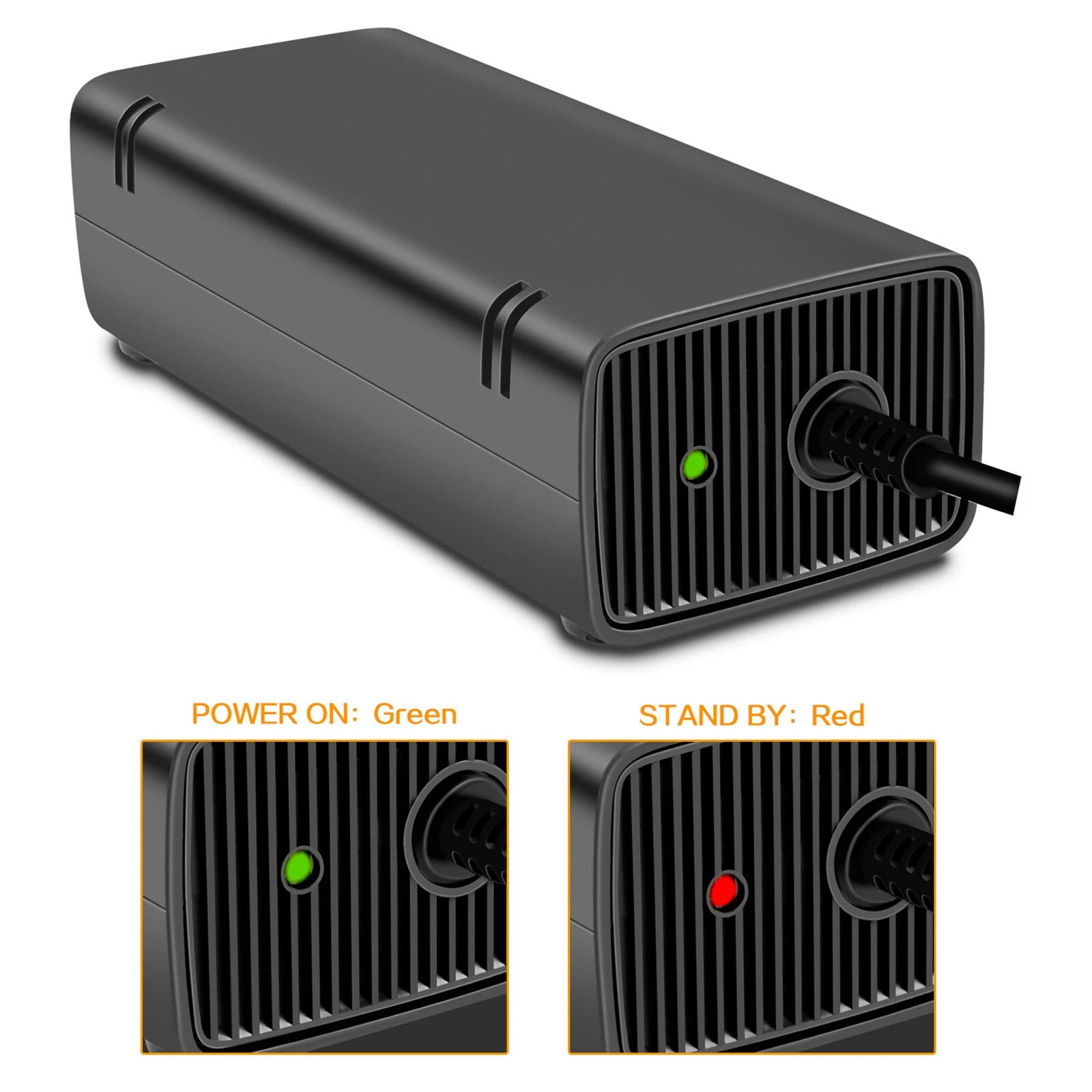 New Fit Xbox 360 Slim Power Supply Adapter Box Replacement + Power Cord Cable