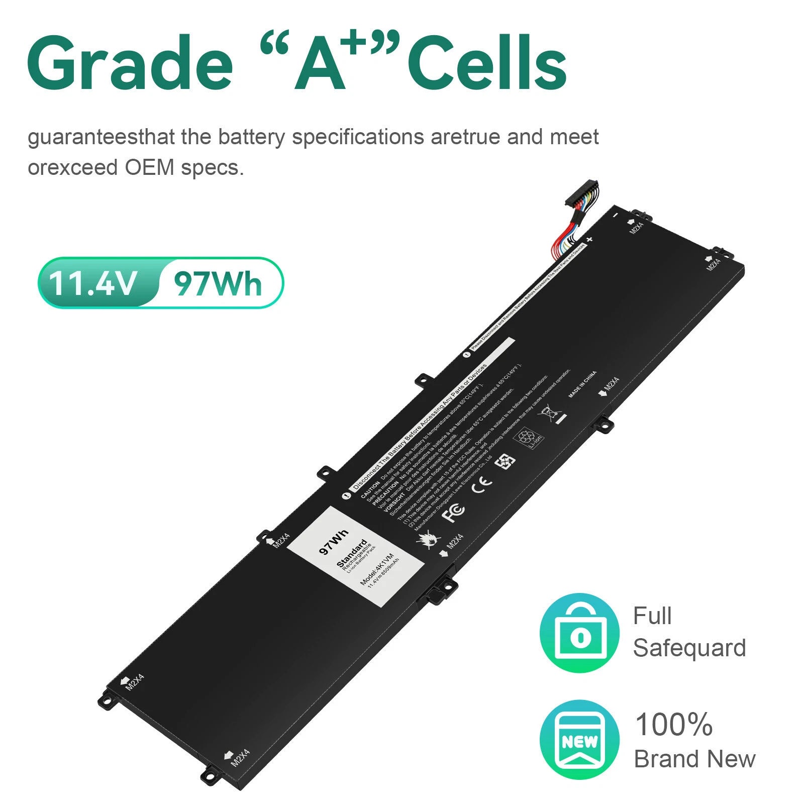 97Wh 4K1VM Battery For Dell G7 17 7700 Series XPS 15 9560 9570 7590 0NCC3D W62W6