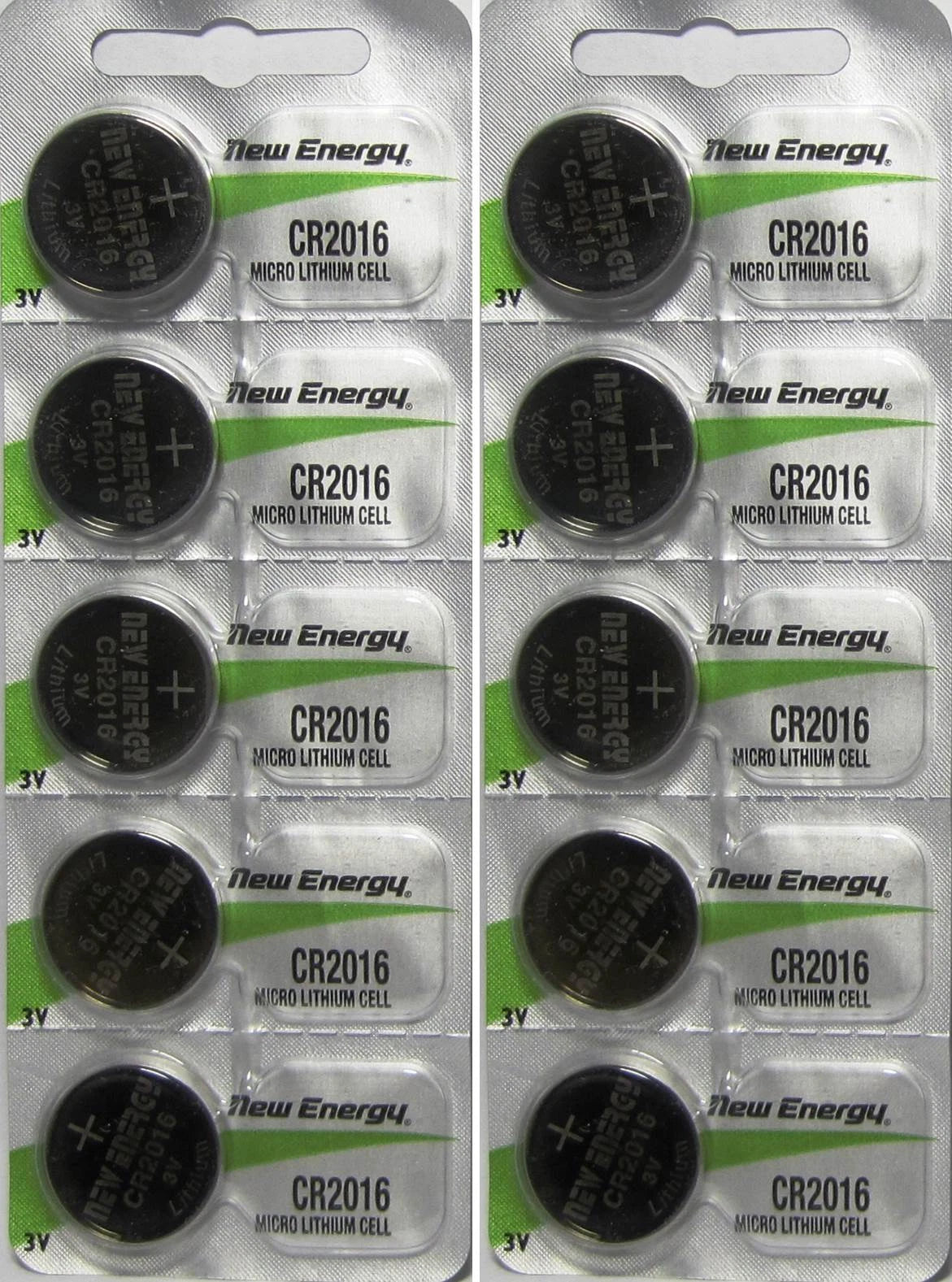 New Energy Lithium Size CR2016 3v Batteries 10 Pack