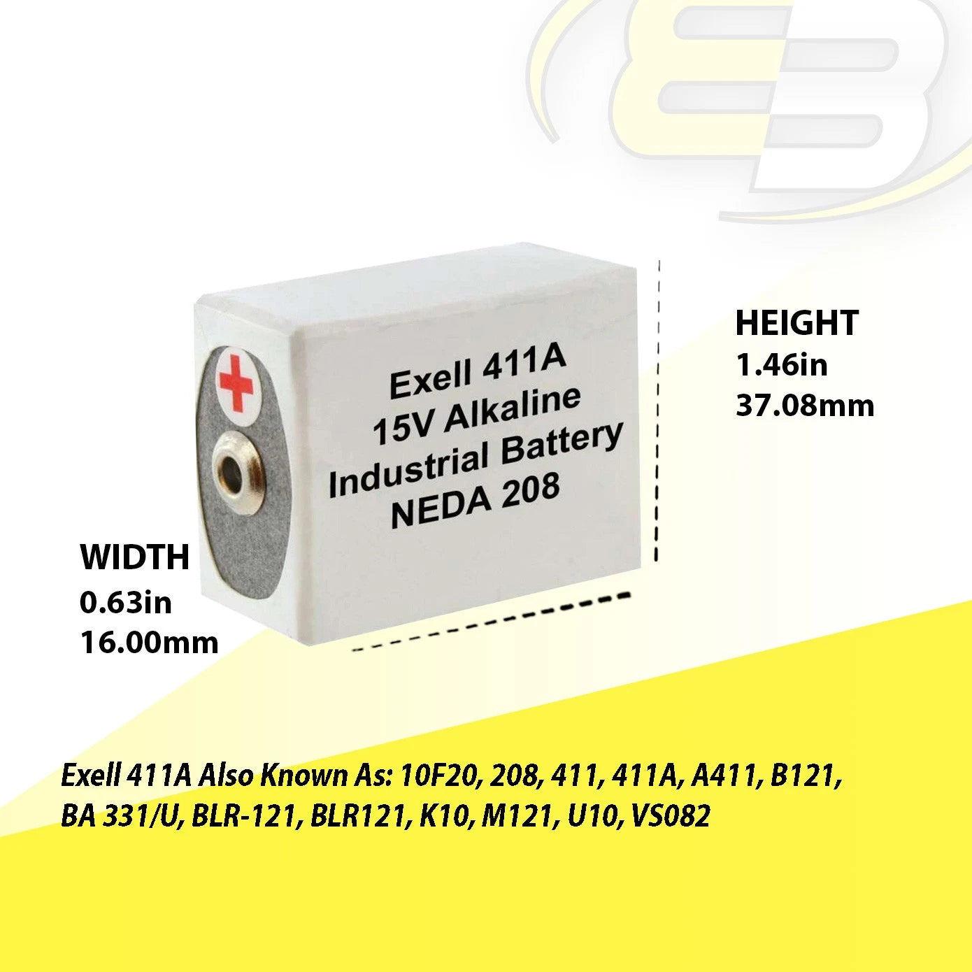 Exell 411A Alkaline 15V Battery NEDA 208 Compatible With 10F20, BLR121, M121