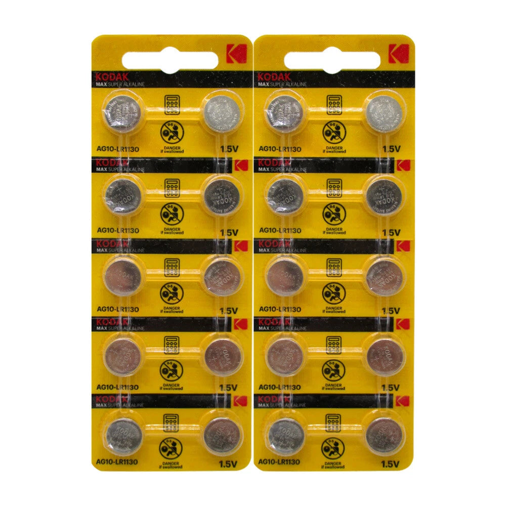Kodak LR1130 AG10 Alkaline Button Cell Battery 20 pieces
