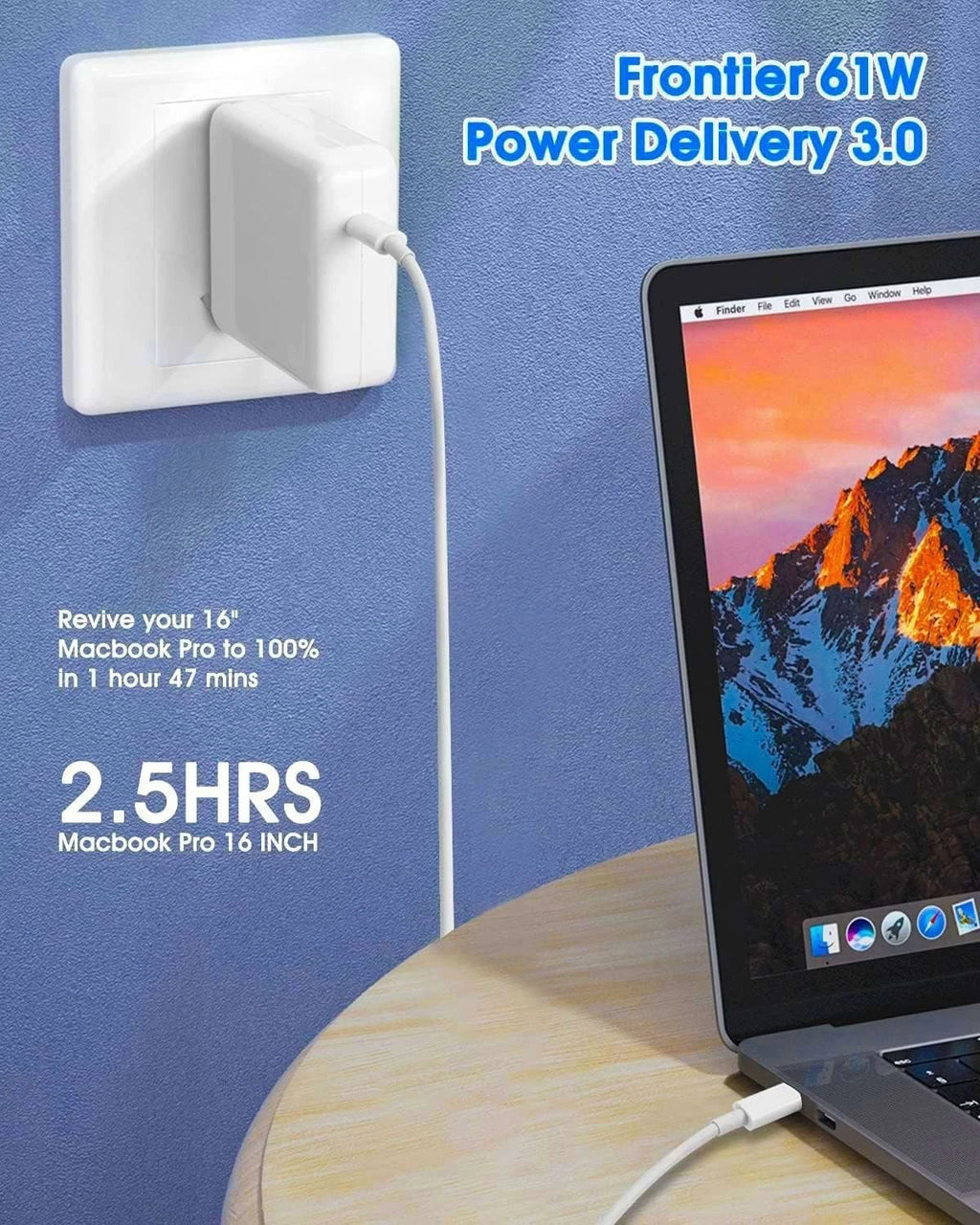65W USB-C Power Adapter Laptop Charger Cord For Lenovo Yoga MacBook Air Pro