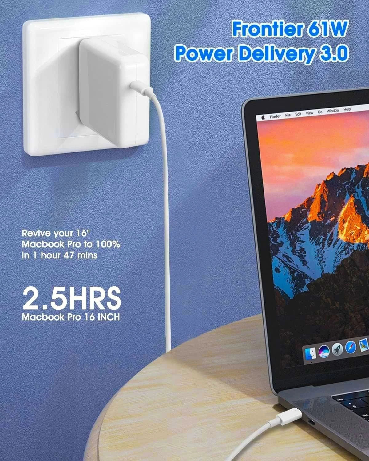65W USB-C Power Adapter Laptop Charger Cord For Lenovo Yoga MacBook Air Pro
