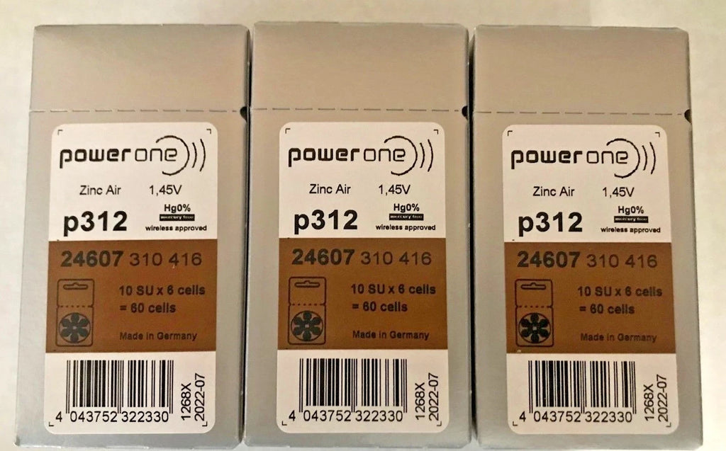 Powerone Hearing Aid 312 Genuine Batteries German Made,Multiple (30-300) EX-2029
