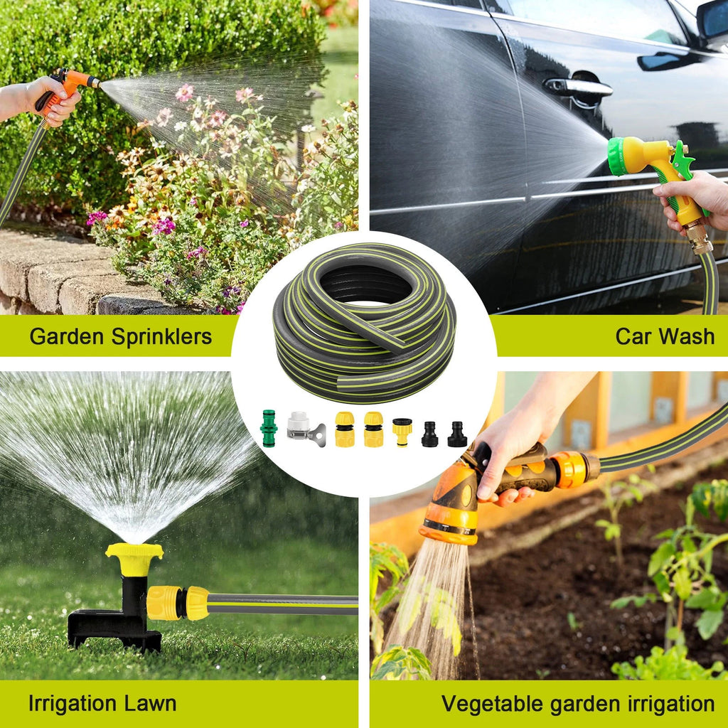 10M-50M PVC Garden Hose Pipe Reel Reinforced Anti-kink Outdoor Hosepipe Green
