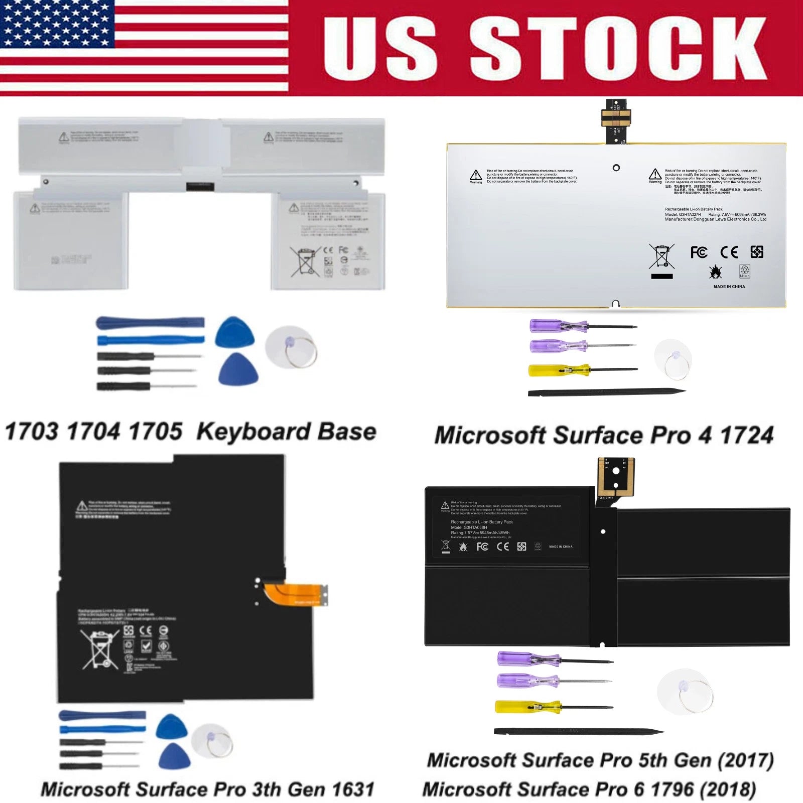 Laptop Battery For Microsoft Surface Pro 3 4 5 6 / Surface Book 1 2 / Stylus Pen