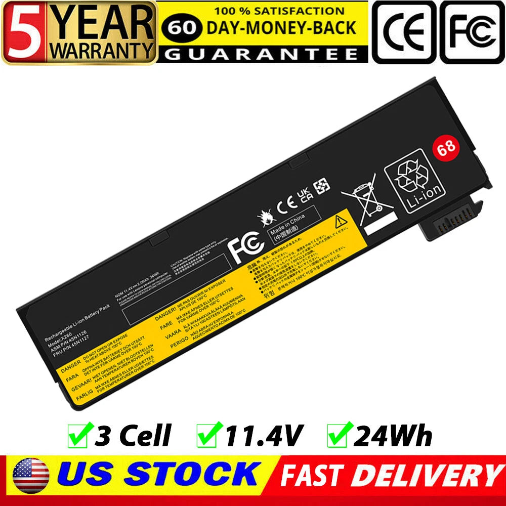 Battery for Lenovo ThinkPad X240 X240S X250 X260 X270 T440 T440S T450 T450S 68