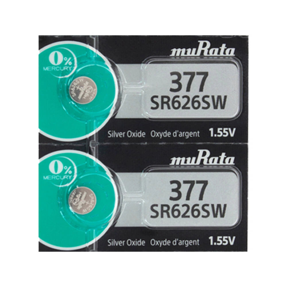 2 Murata SR626SW SR626W SR626 Silver Oxide 1.55V Battery - Replaces Sony
