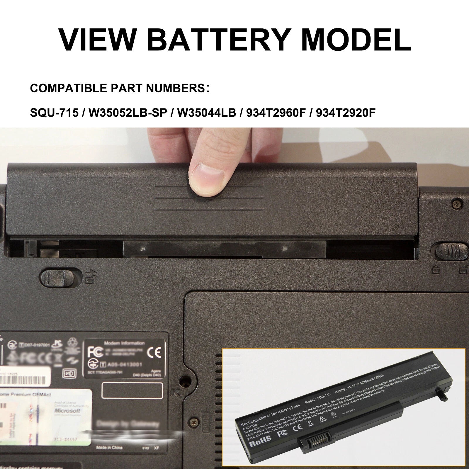 SQU-715 NEW Battery For Gateway SQU-720 M-6823a W35044LB W35044LB-SP W35044LB-SY