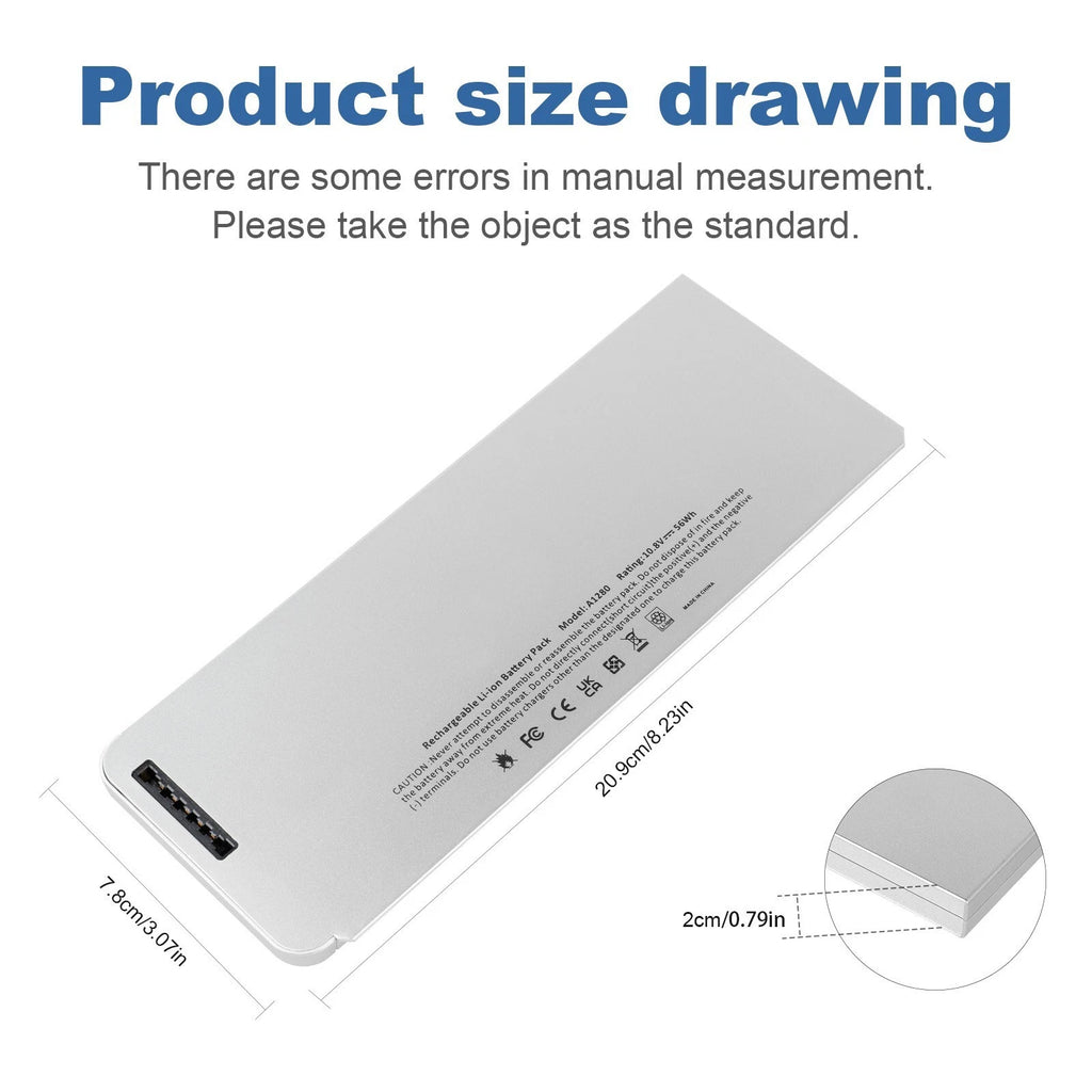 Battery A1280 For Apple MacBook 13"Aluminum Unibody A1278 MB466 MB467 10.8V-56Wh