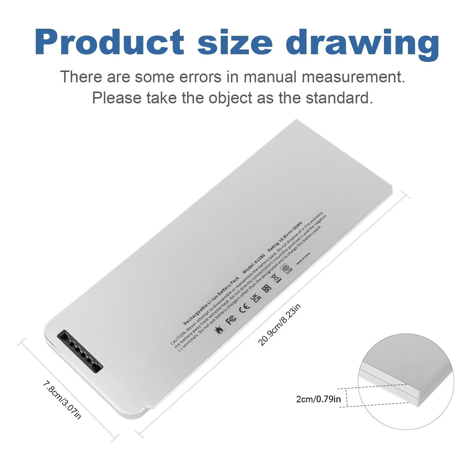 Battery A1280 For Apple MacBook 13"Aluminum Unibody A1278 MB466 MB467 10.8V-56Wh