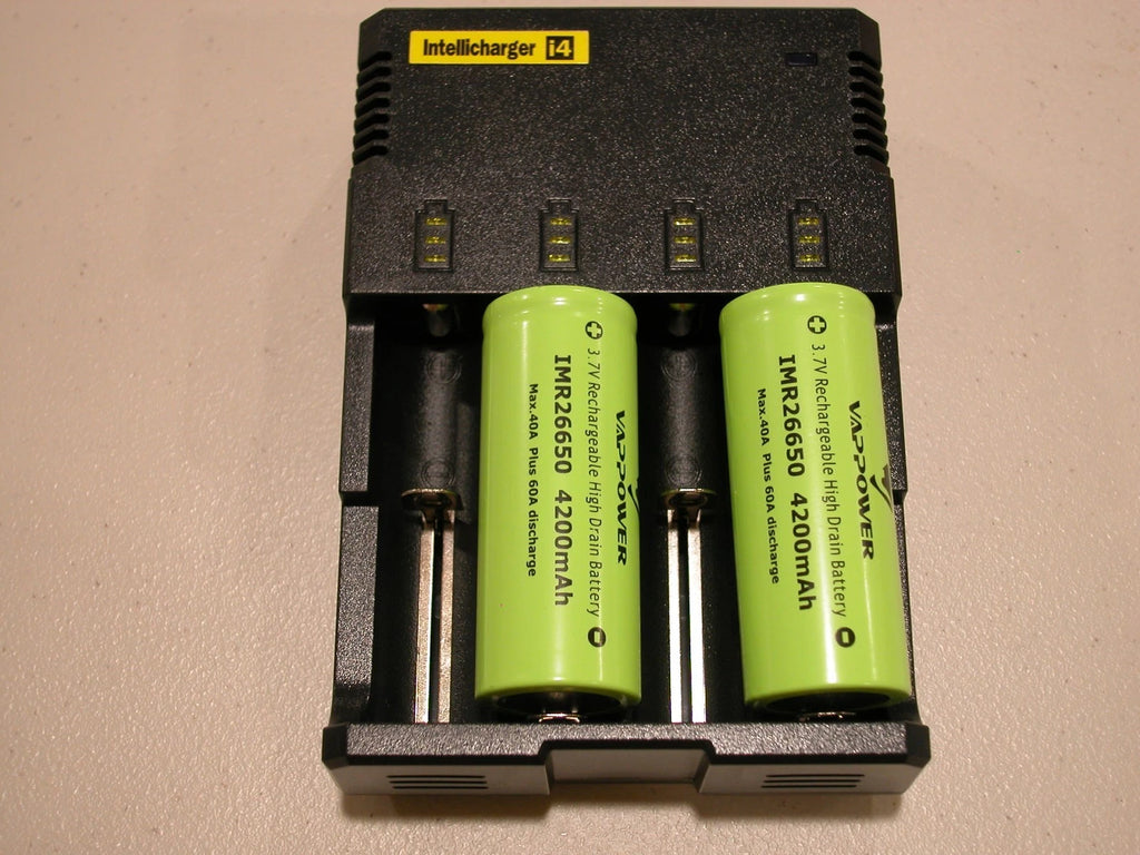 2 VAPPOWER IMR 26650 HIGH DRAIN 40A FLASHLIGHT BATTERY w/ NITECORE i4 CHARGER