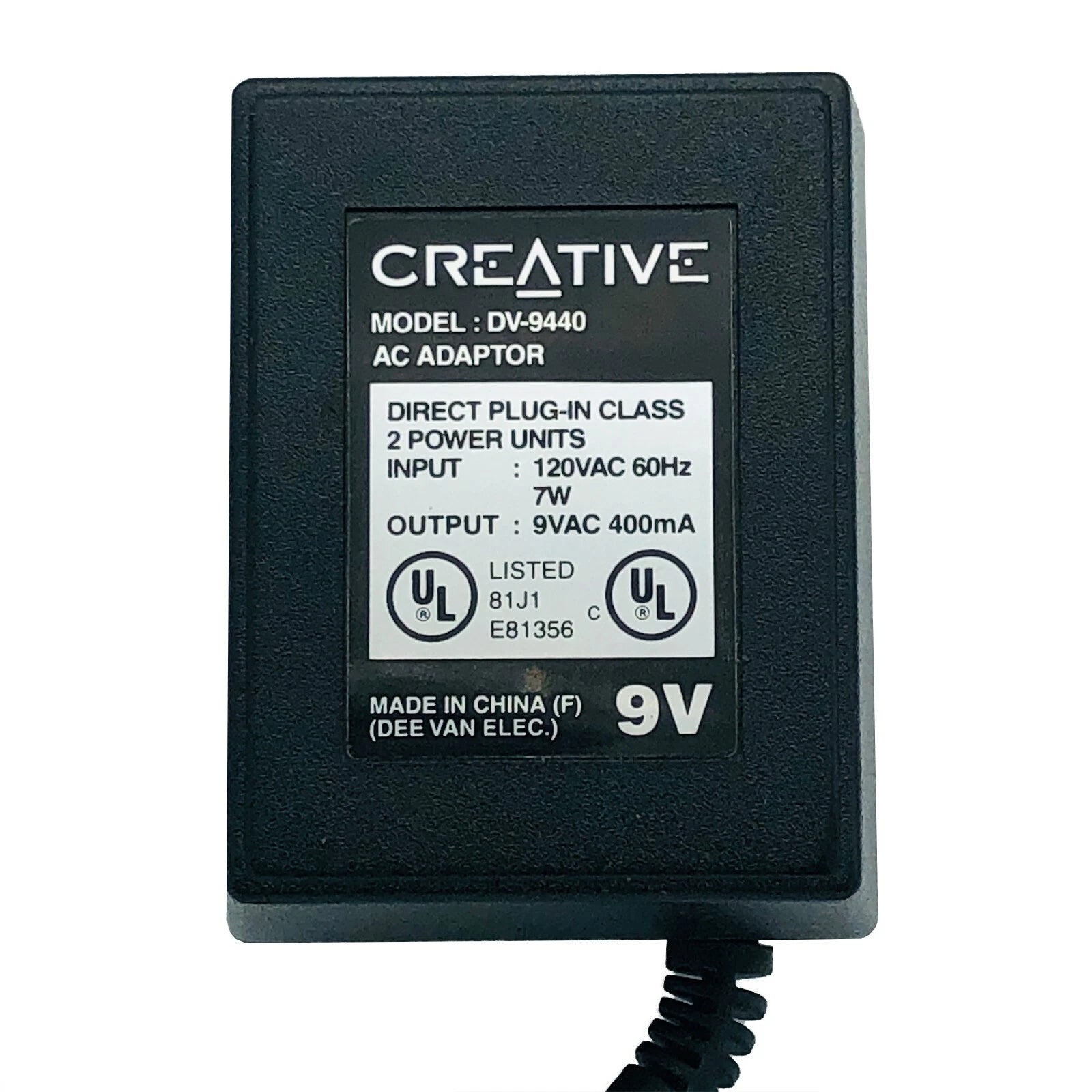 NEW Authentic 5.5x2.1mm Creative AC Adapter DV-9440 Power Supply 9V 0.4A