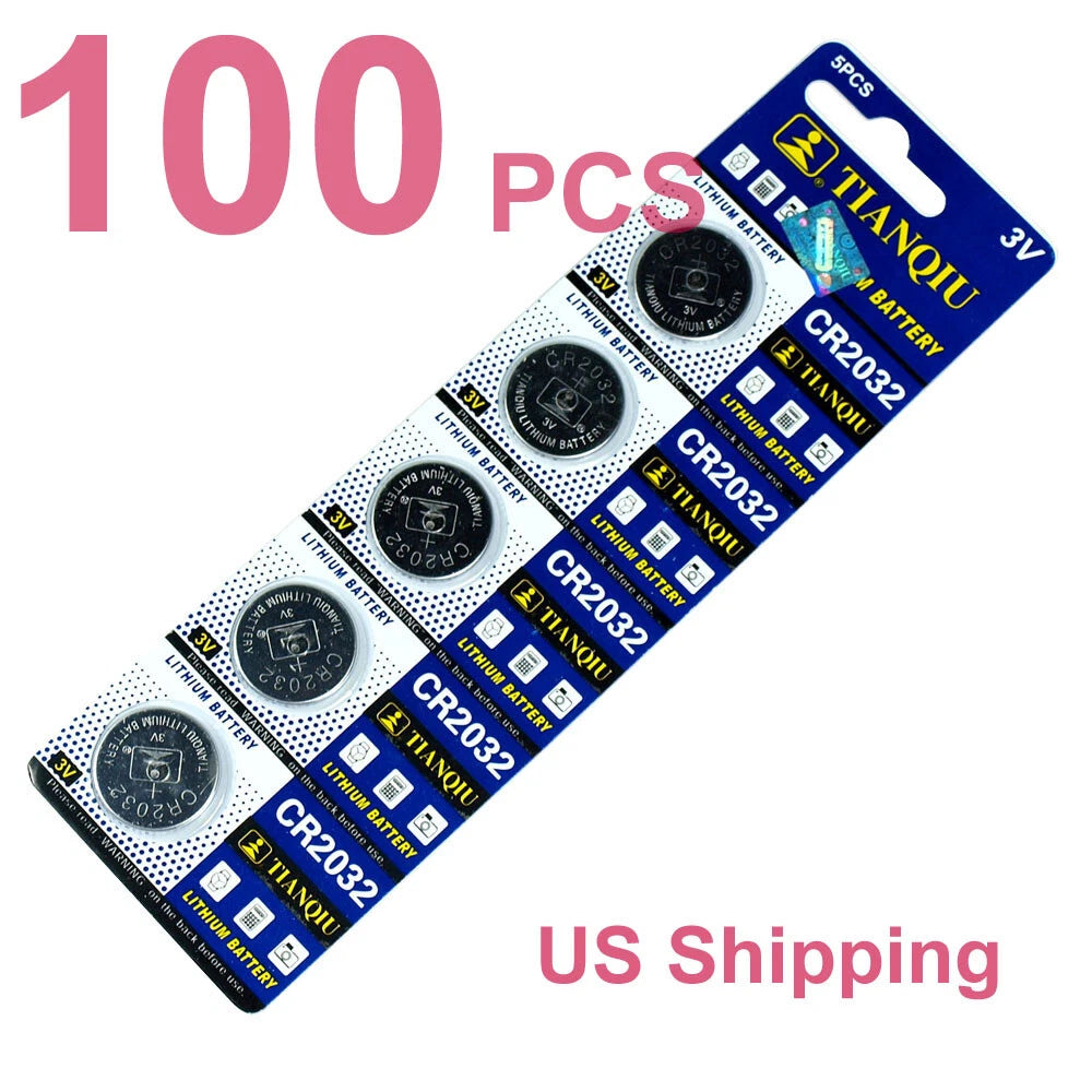 100 PCS CR2032 Lithium Battery 3V Button Cell for Digital Scales remote controls