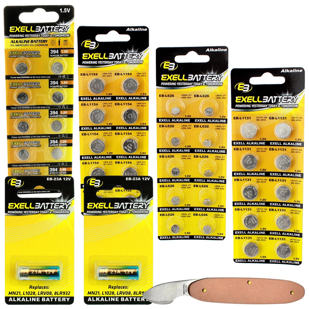 43pc Essential Batteries Kit 23A L1154 L1131 L936 L626 & Watch Opener