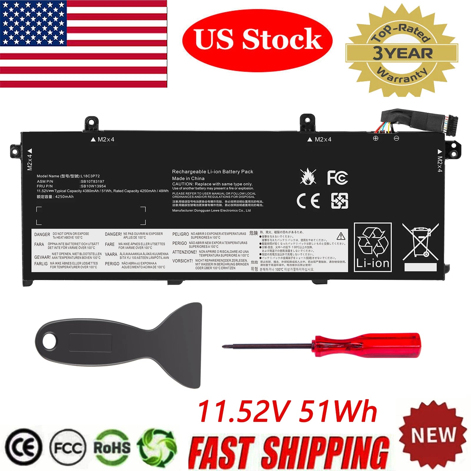 L18C3P72 L18L3P73 02DL007 Battery for Lenovo ThinkPad T490 T495 P43S T14 P14s