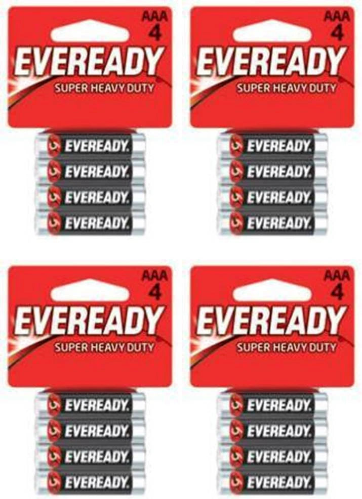 16 x Energizer Eveready Super Heavy Duty AAA Batteries (4 x 4)