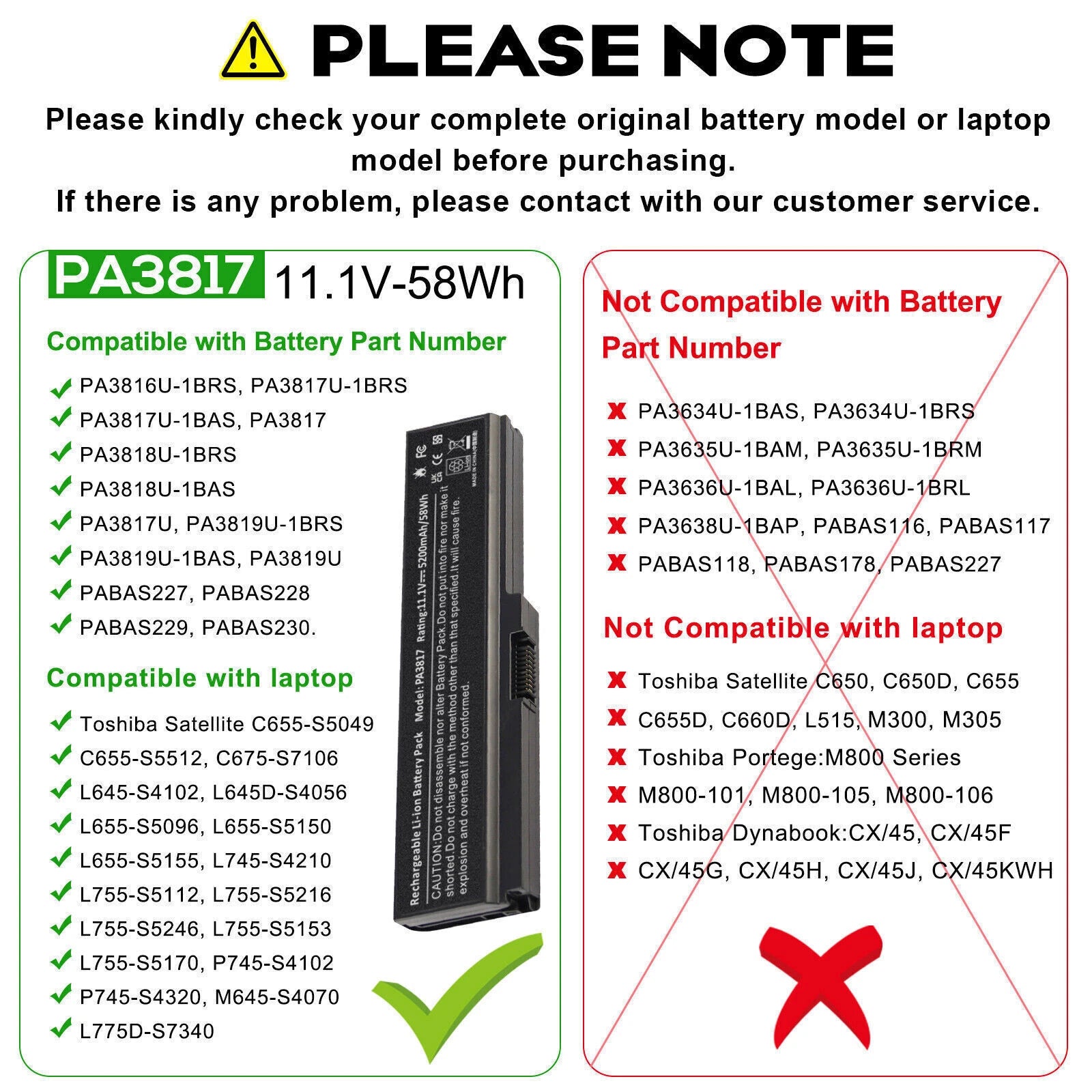 PA3817U-1BRS PA3819U-1BRS Battery for Toshiba Satellite L640 L645 L650 L655 L670
