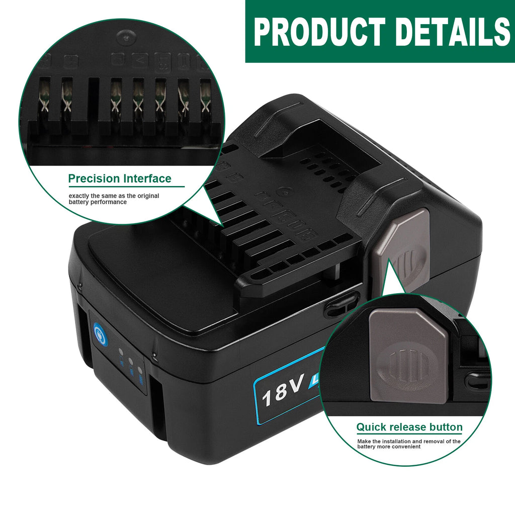 For HITACHI HXP 18V Lithium Battery BSL1815 BSL1815X BSL1830 BSL1840 Or Charger