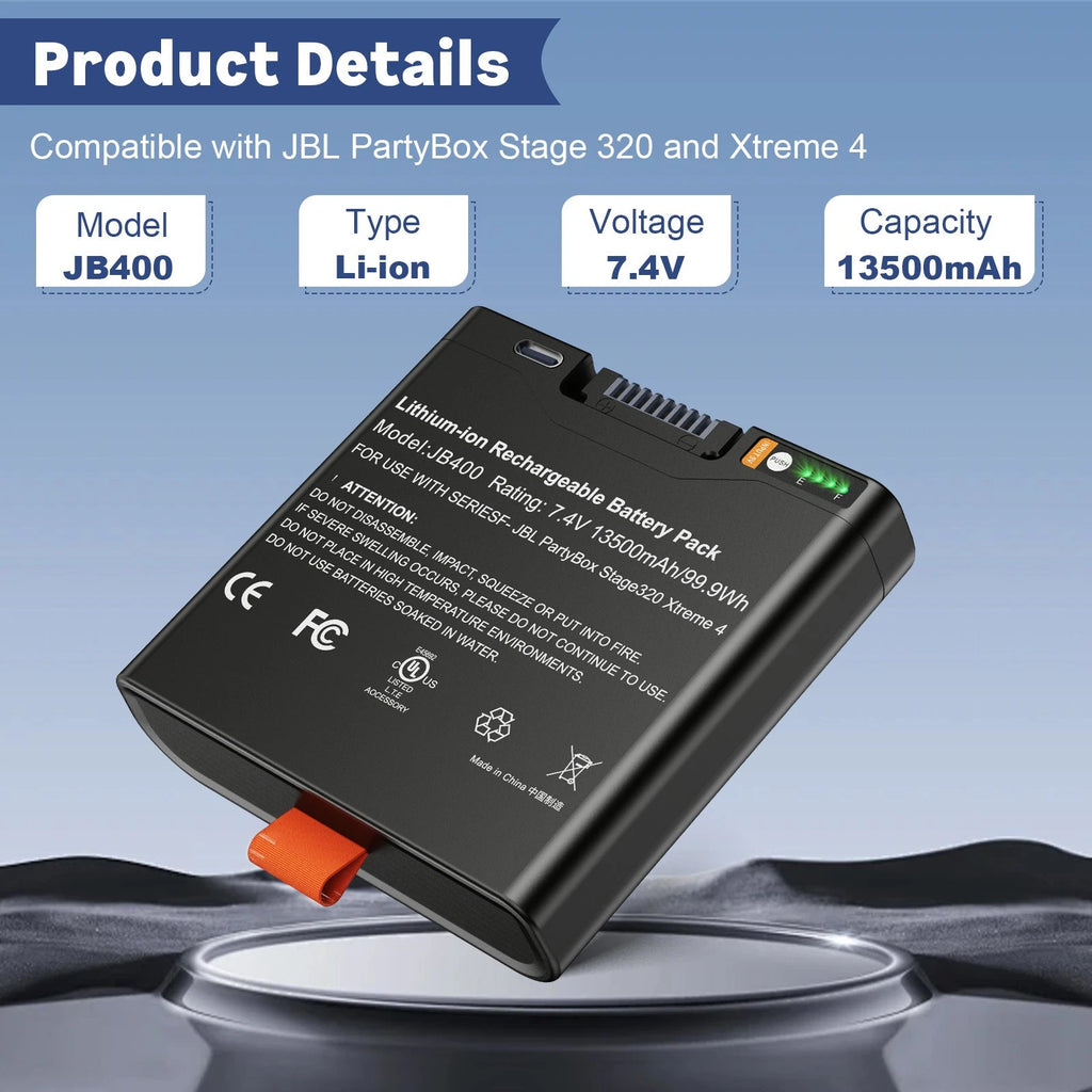 Replace Battery for JBL Xtreme 4 PartyBox Stage 320 Audio Speaker Type-C Charge