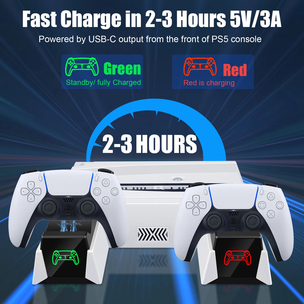 For PS5 PlayStation5 Controller Dual Charger Dock Station Vertical Cooling Stand