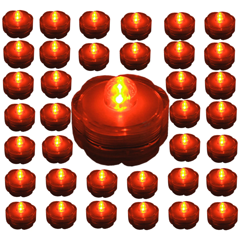 Submersible Waterproof Battery LED Tea Light ~ ORANGE ~ 36 Pack