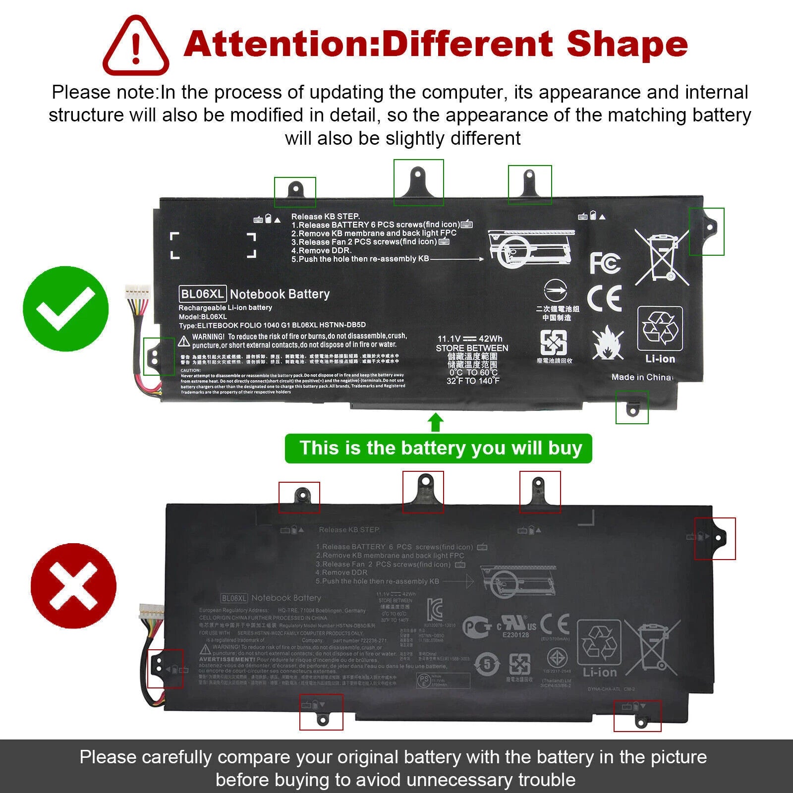 ?BL06XL BLO6XL Laptop Battery for HP EliteBook Folio 1040 G0 G1 G2 HSTNN-DB5D