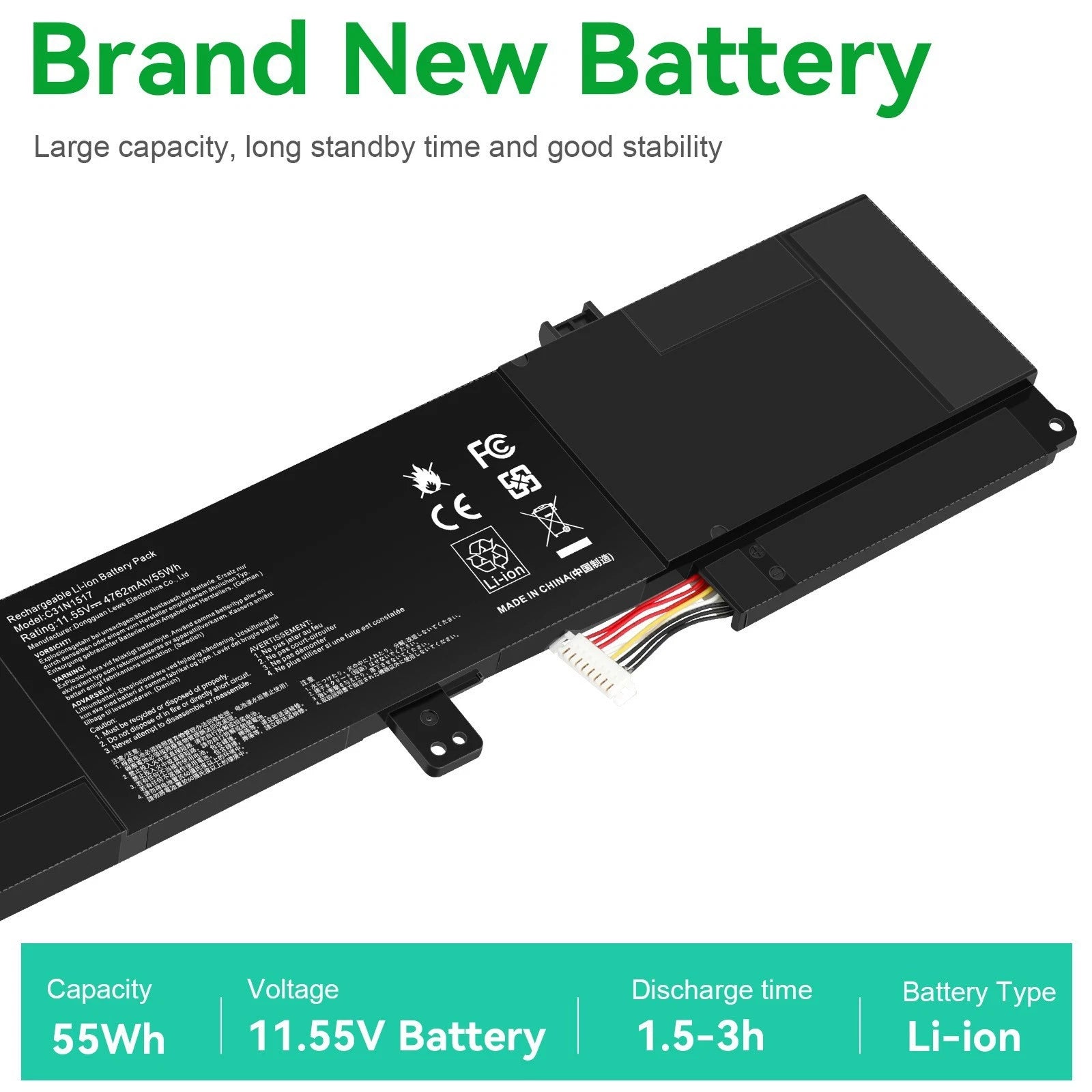 Battery C31N1517 For Asus Q304U Q303UA TP301 TP301UA TP301UJ 0B200-01840000 55Wh