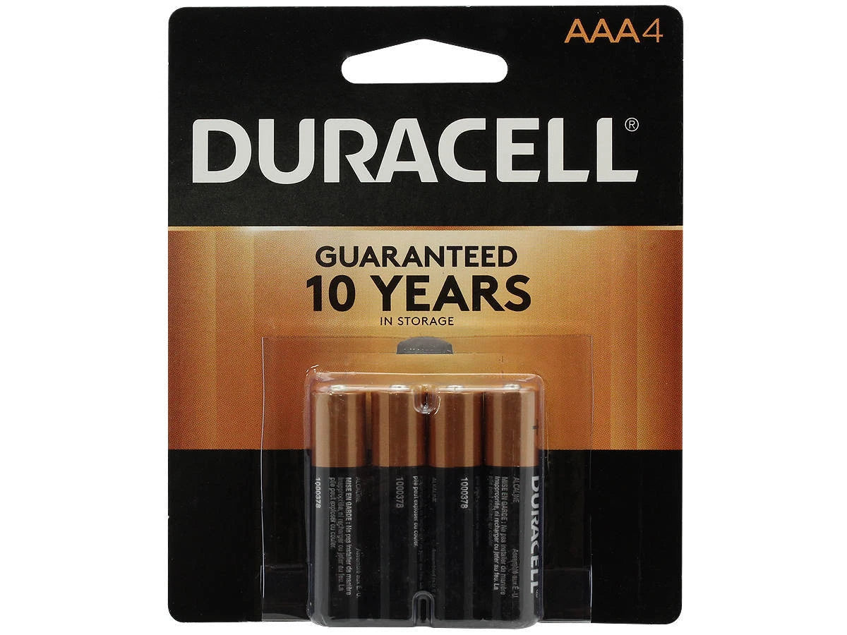 4 Pack Duracell AAA Alkaline 1.5V Batteries