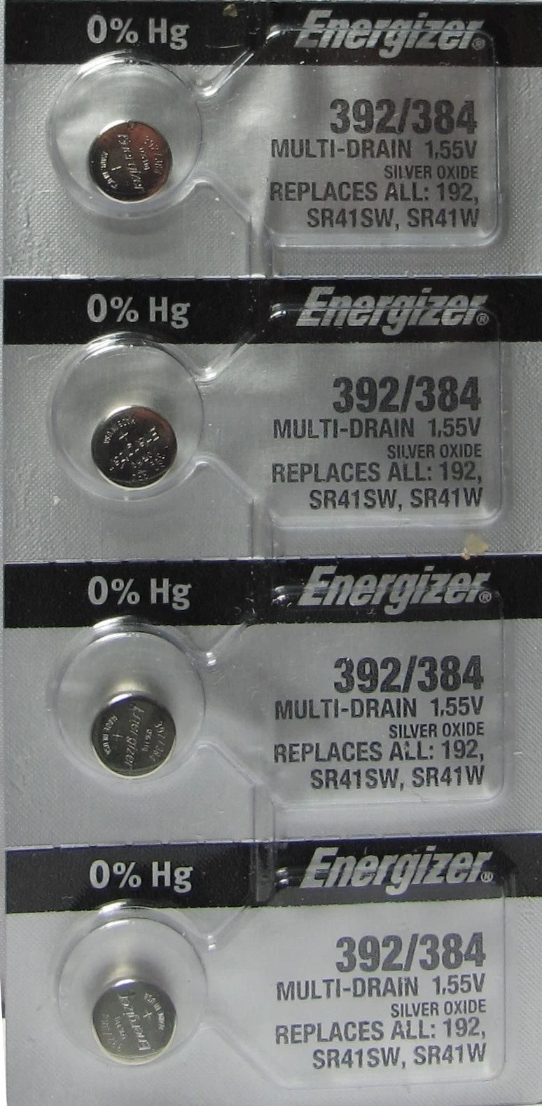4 Pcs Energizer Button Cell SR41SW SR41W 192 Battery