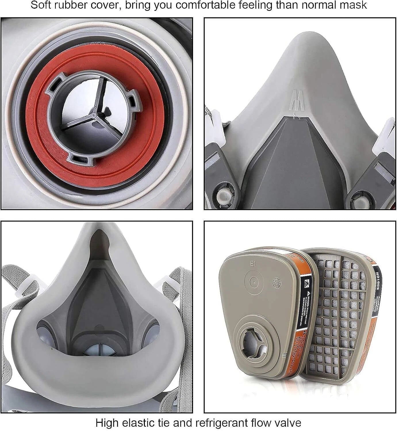 7 in 1 Half Face Gas Mask Facepiece For Spraying Painting 6200 Respirator Safety