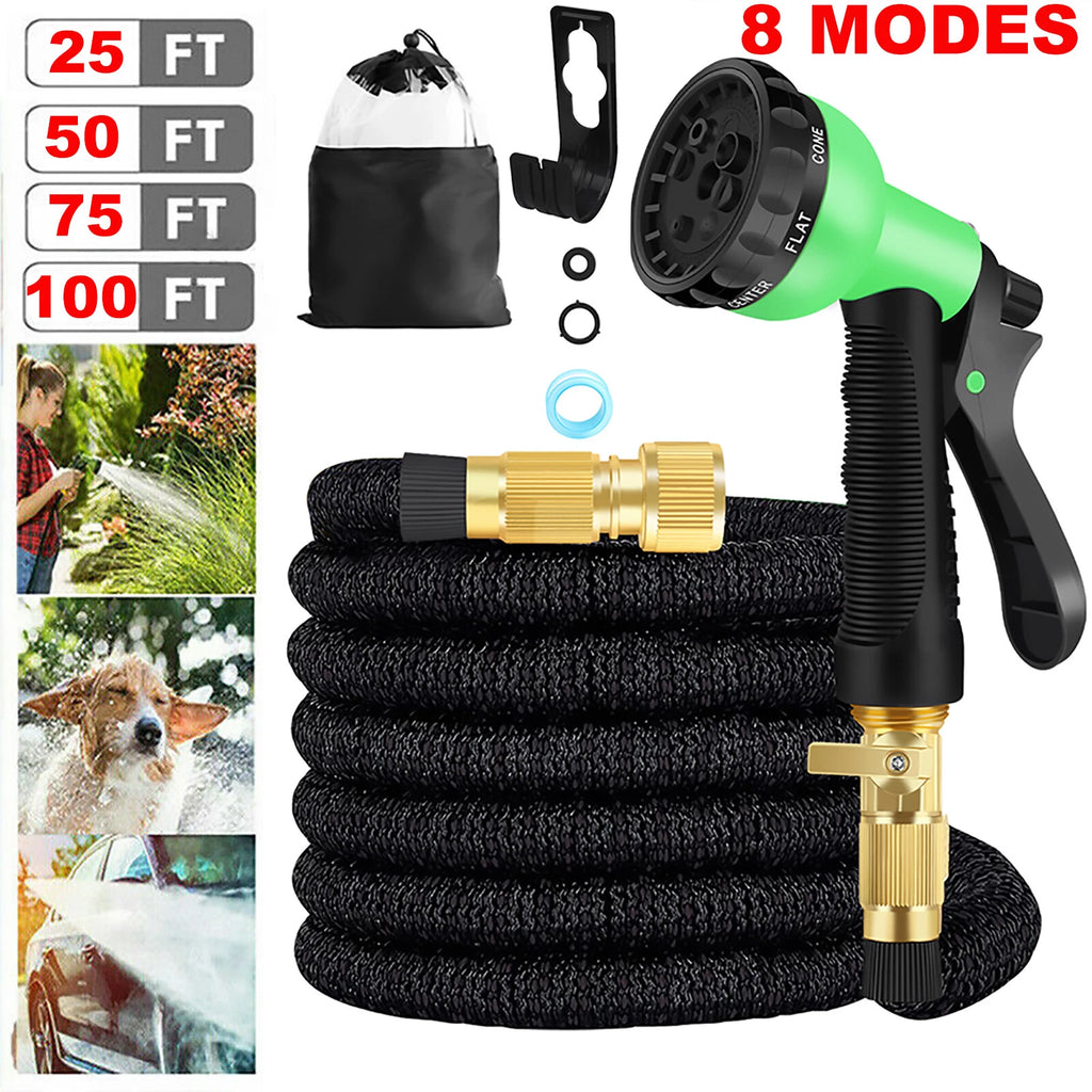 Expanding Expandable Flexible Garden Water Hose w Spray Nozzle 50,75,100,150FT
