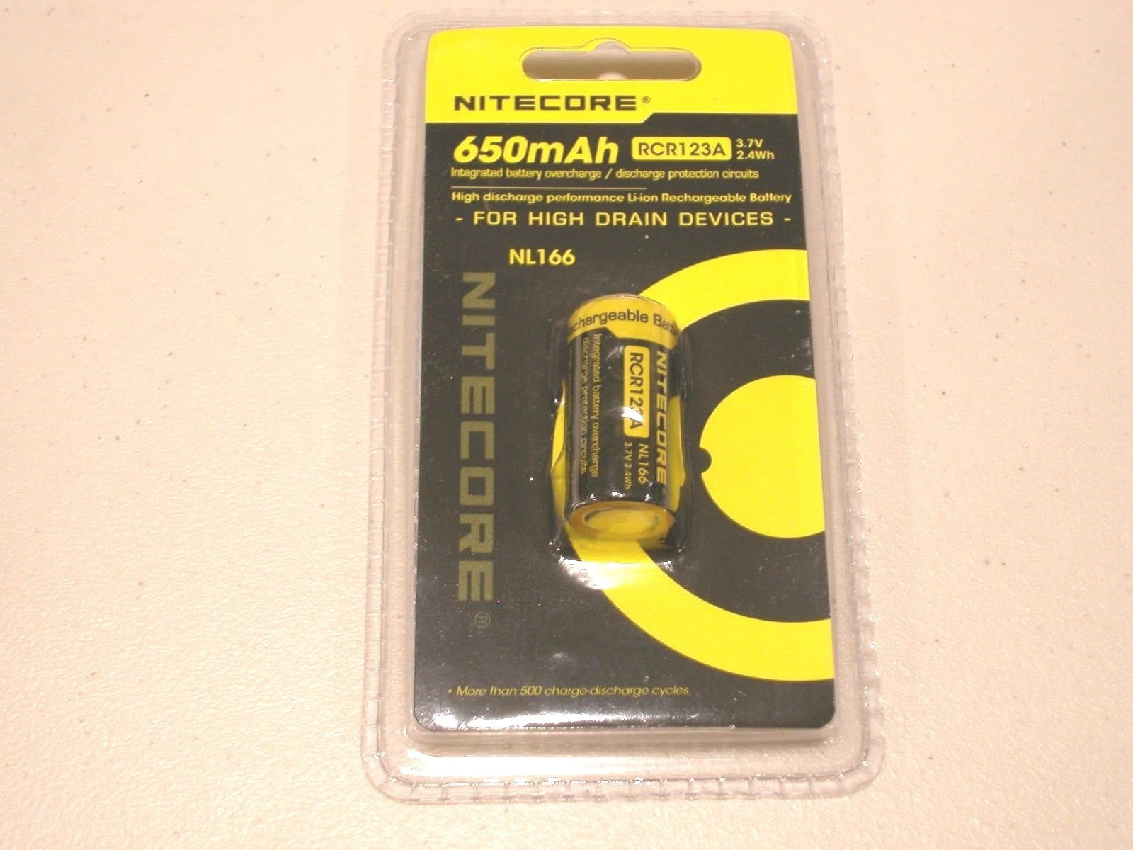 1 pc GENUINE NITECORE RCR123A RECHARGEABLE Li-ion BATTERY 16340 NL166 3.7v
