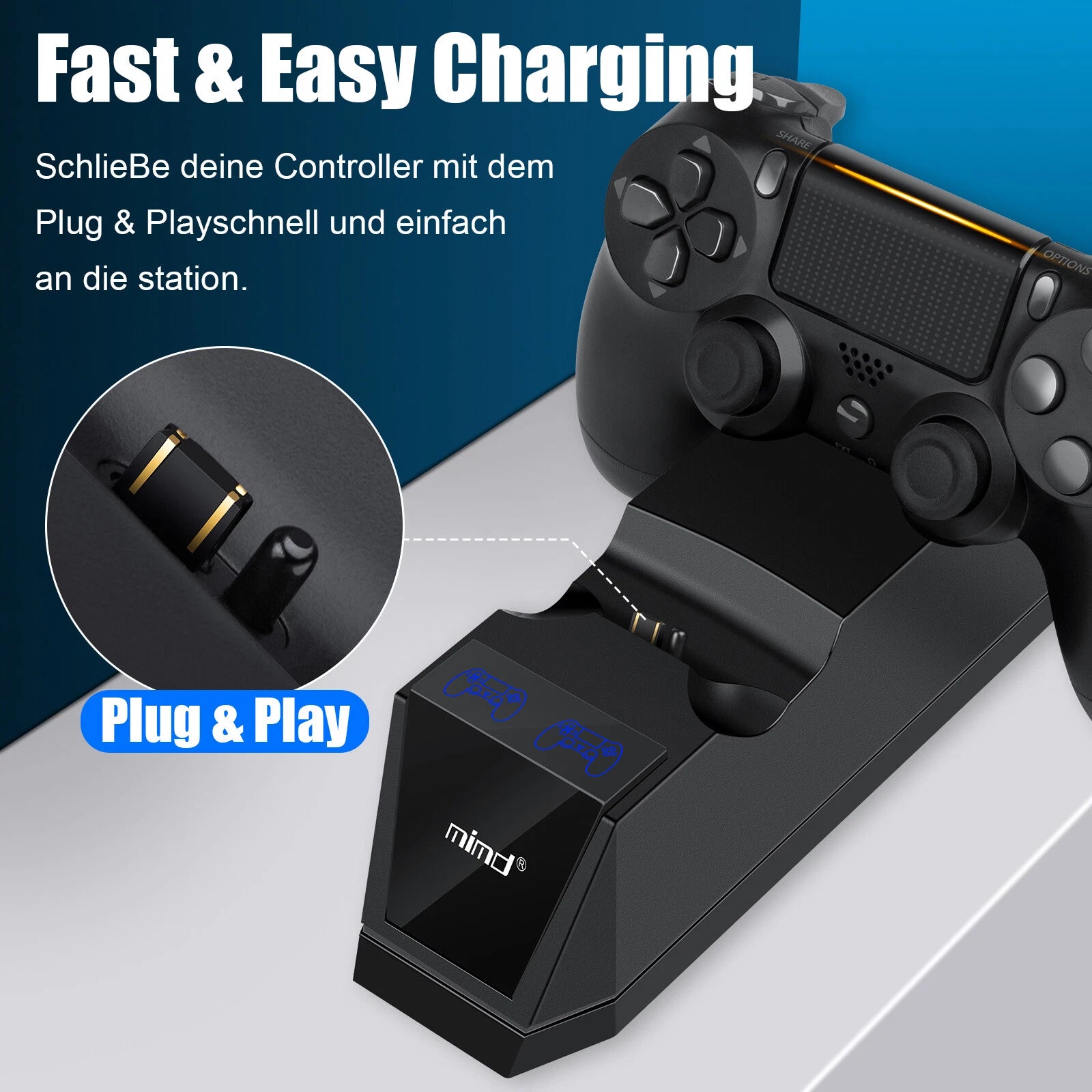 Dual Fast Charger Dock Station For PS4 PlayStation 4 Controller Charging Stand