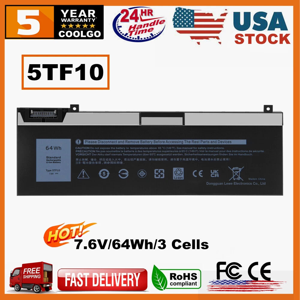 5TF10 Battery For Dell Precision 7730 7530 7M0T6 0RY3F9 P34E P74F 64WH / Charger