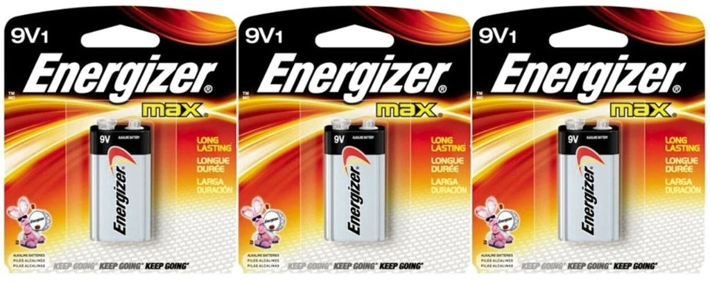 Energizer MAX Alkaline 9 Volt Long Lasting Battery 1 Each (Pack of 3) EXP 2023