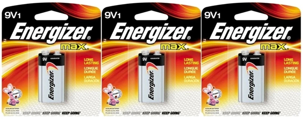 Energizer MAX Alkaline 9 Volt Long Lasting Battery 1 Each (Pack of 3) EXP 2023