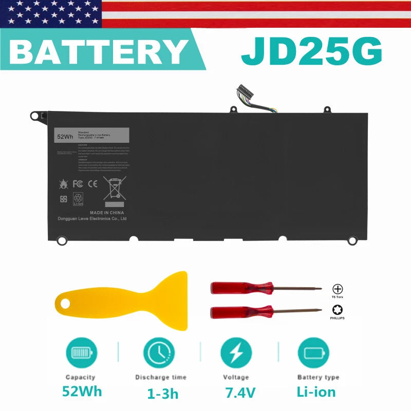 90V7W Battery For Dell XPS 13 9343 13 9350 0DRRP 5K9CP JD25G JHXPY P54G P54G001