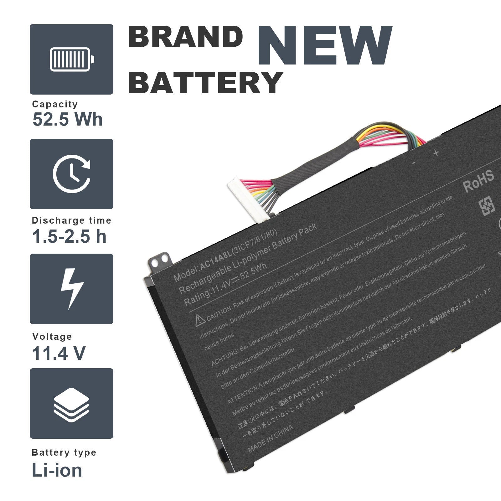 Laptop Battery for Acer Aspire V15 Nitro VN7-791 VN7-571G VN7-572G AC14A8L PC