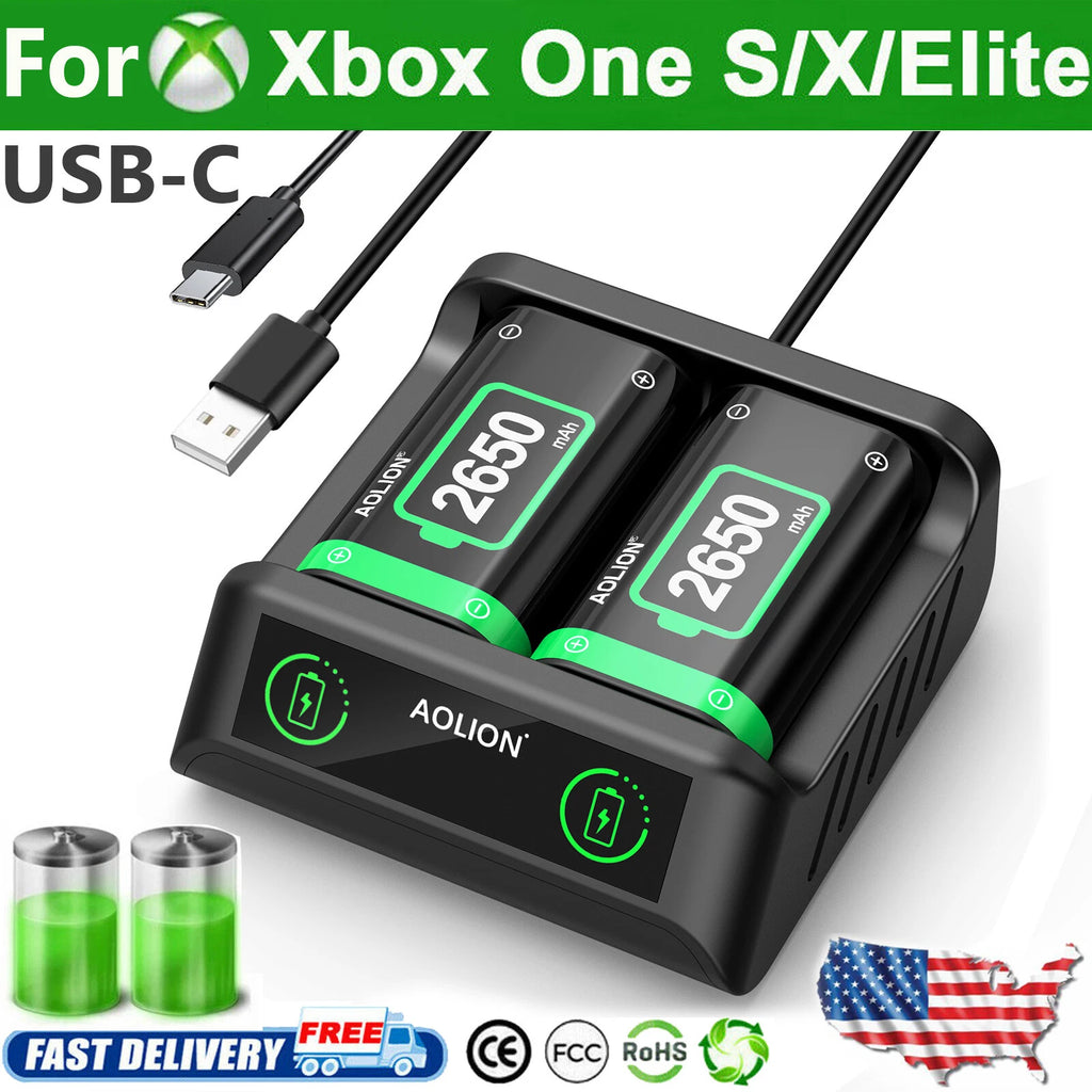 For XBOX ONE Controller Play Dual Charging Dock + 2x Rechargeable Battery Pack