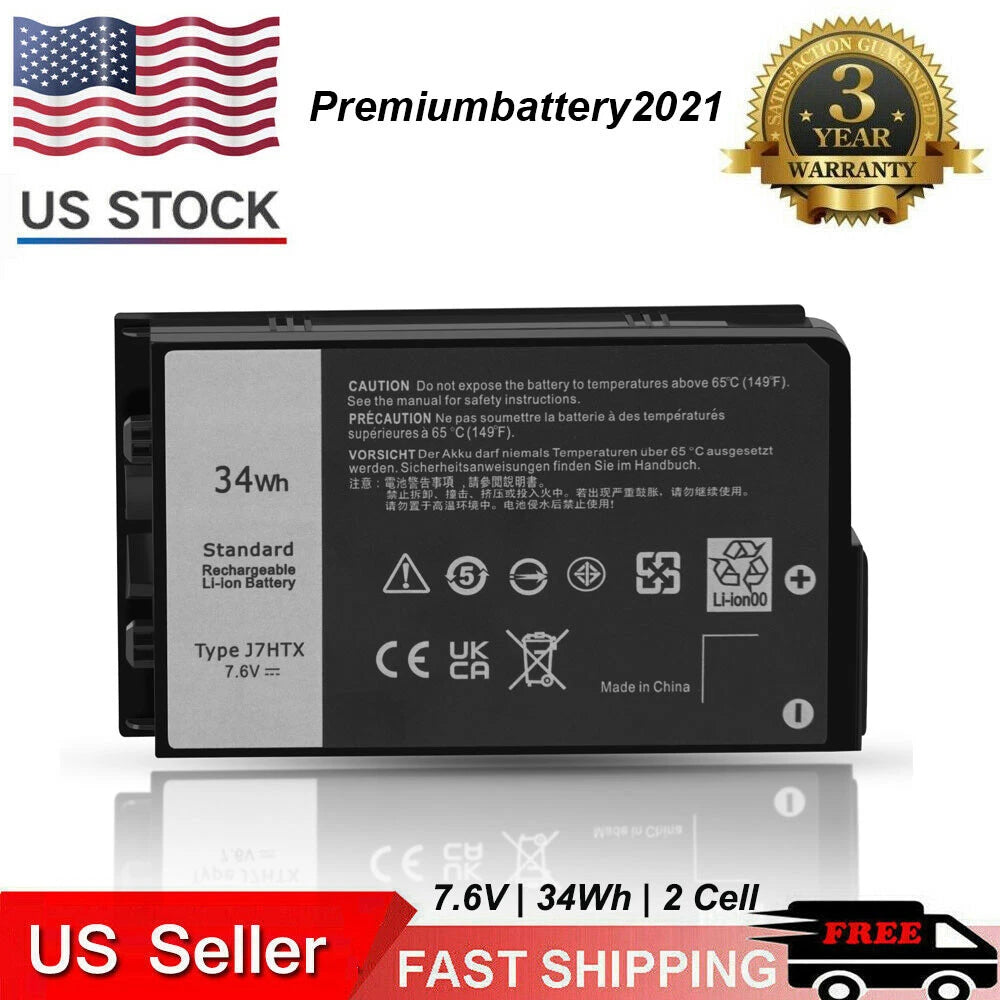 J7HTX Battery For Dell Latitude 7202 7212 Rugged Extreme Tablet 2JT70 7XNTR 34Wh
