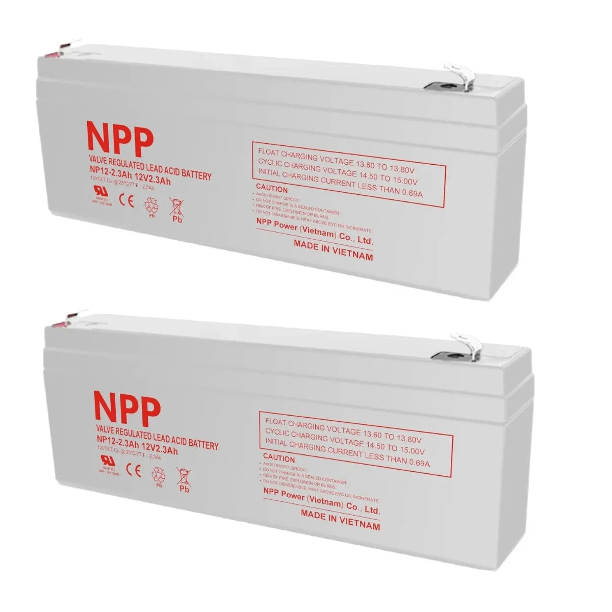 2PC NPP NP12-2.3Ah 12V 2.3Ah General Series Battery