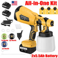 High Pressure Cordless Electric Paint Sprayer Airless HVLP Spray Gun +2 Battery