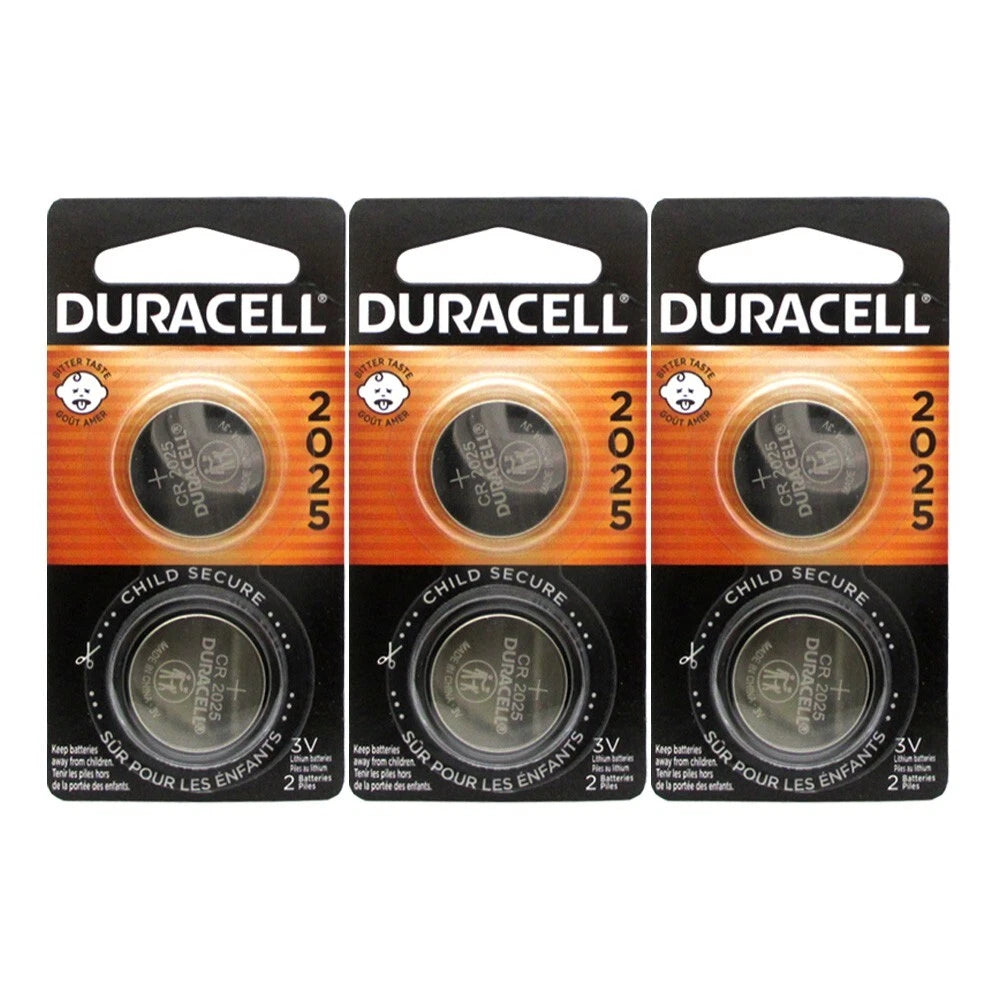 Duracell CR2025 ECR2025 CR 2025 DL2025 3 Volt Battery x 6