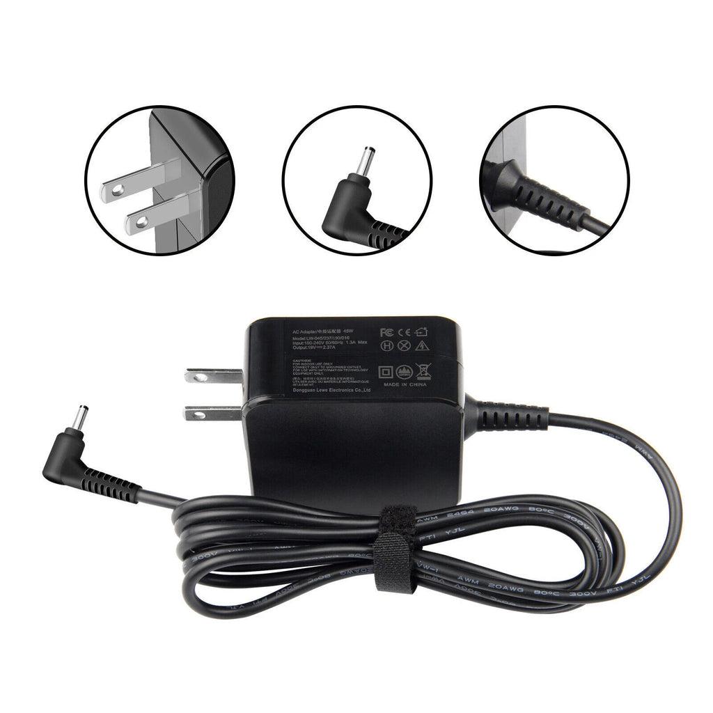 45W ACAdapter Wall Charger For Acer Aspire One Cloudbook 11 14 AO1-131M AO1-431M