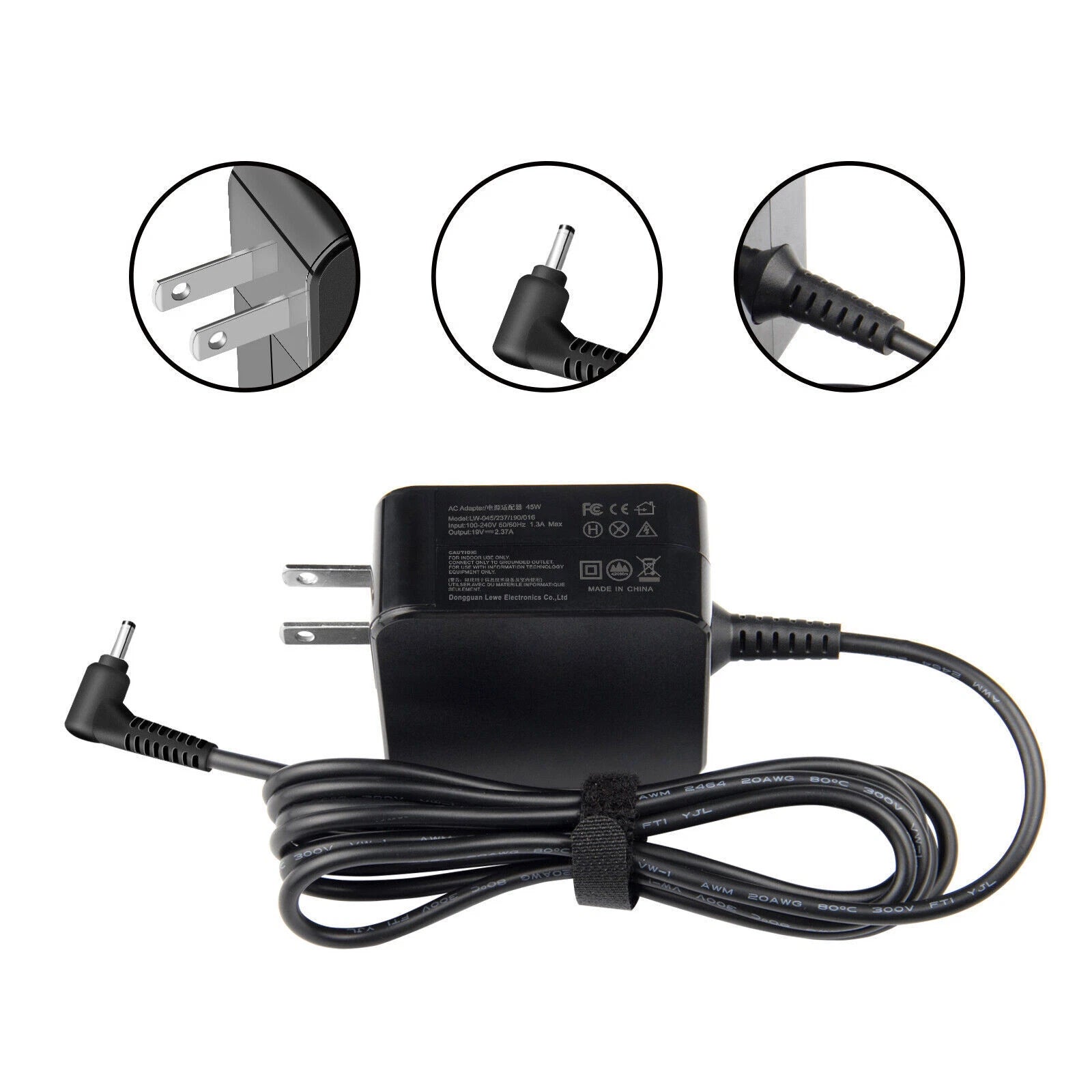 45W ACAdapter Wall Charger For Acer Aspire One Cloudbook 11 14 AO1-131M AO1-431M