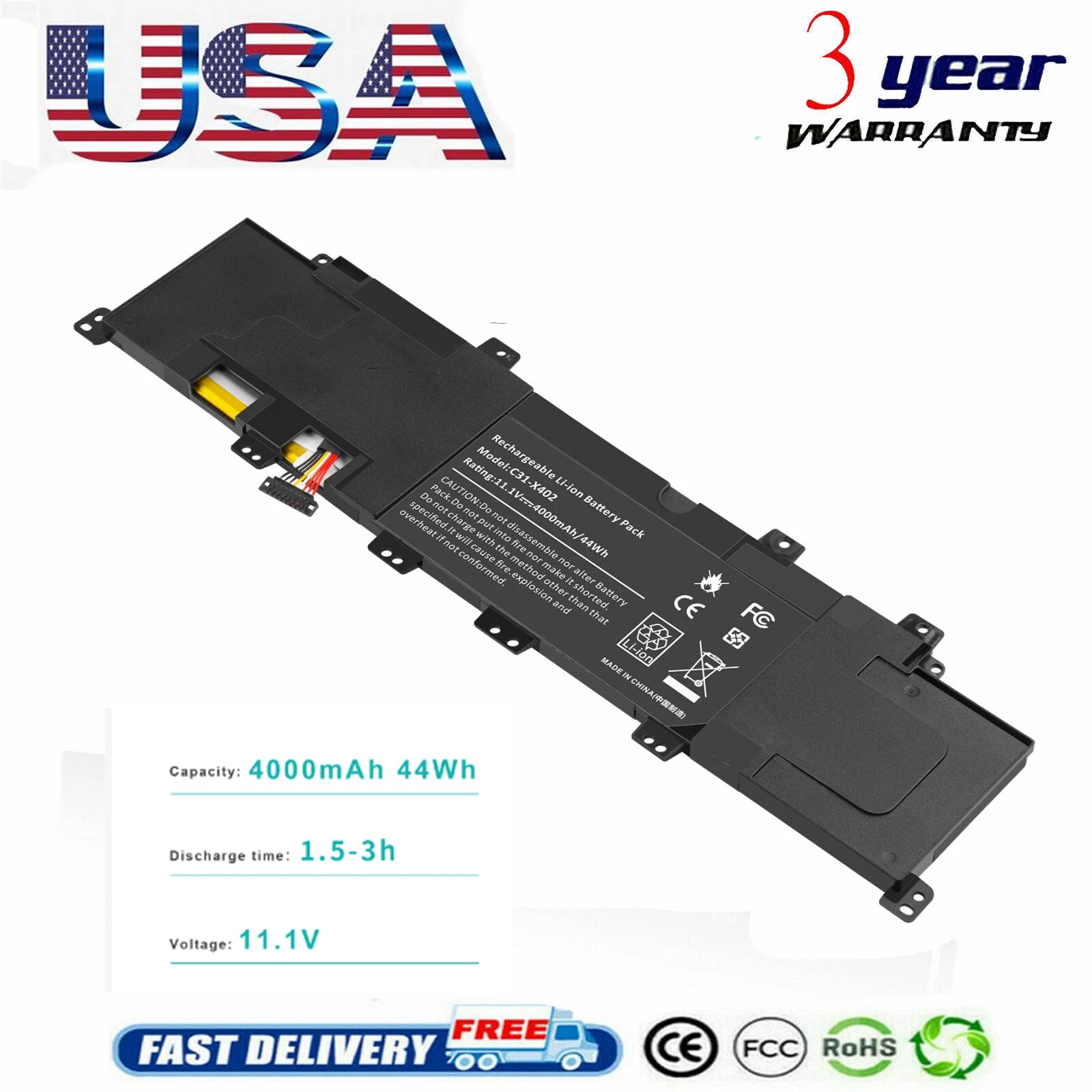 C31-X402 44Wh Battery for Asus VivoBook S400 S400C S400CA S400E S300 S300C S400C