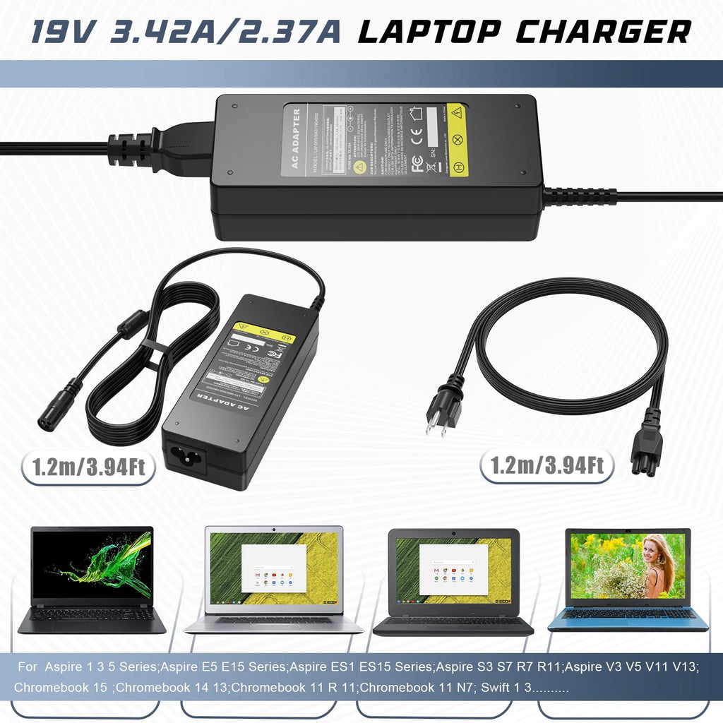 For Acer Chromebook 11 CB3-131 White Laptop AC Adapter Charger & Cord 3.0*1.1MM